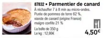 Thiriet Parmentier de canard offre