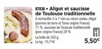 Aligot et sauciosse de toulouse traditionnelle