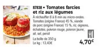 Thiriet Tomates farcies et riz aux légumes offre