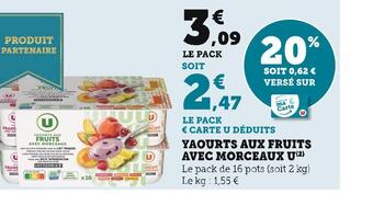 Super U U yaourts aux fruits avec morceaux offre