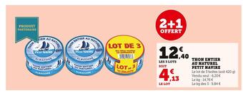 Super U Petit navire thon entier au naturel offre