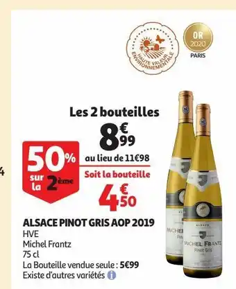 Auchan Supermarché Alsace pinot gris aop 2019 offre