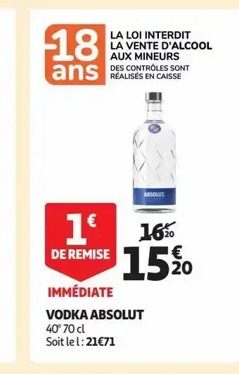 Auchan Supermarché Vodka absolut offre
