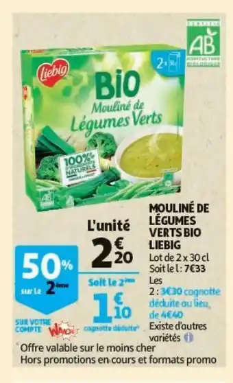 Auchan Supermarché Moulinè de lègumes verts bio liebig offre