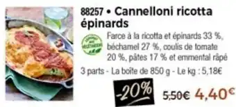 Thiriet Cannelloni Ricotta Épinards offre