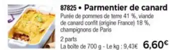Thiriet Parmentier De Canard offre