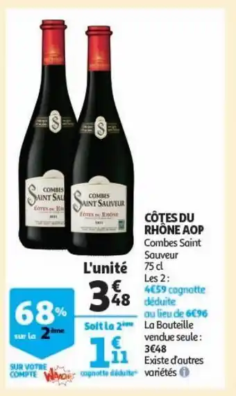 Auchan Supermarché Cotes du rhone aop offre