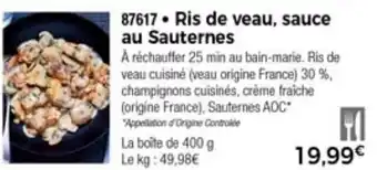 Ris De Veau Sauce Au Sauternes