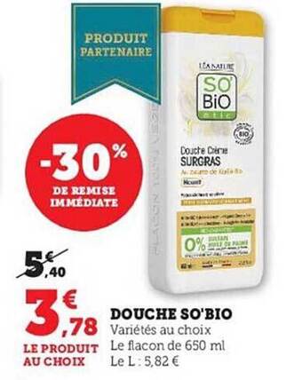 Hyper U Douche so'bio offre