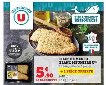 Hyper U Filet de merlu blanc meunière u offre