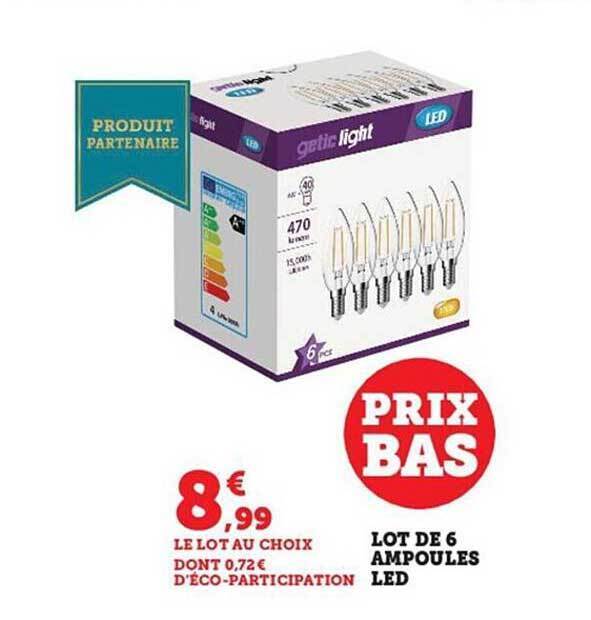 Promo Lot de 6 ampoules led chez Hyper U