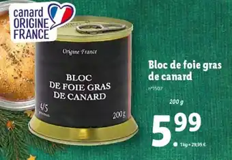 Lidl Bloc de Foie Gras de Canard offre