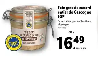 Lidl Foie Gras de Canard Entier de Gascogne IGP offre