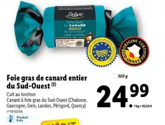 Lidl Foie Gras de Canard Entier du Sud-Ouest offre