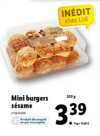 Lidl Mini Burgers Sésame offre