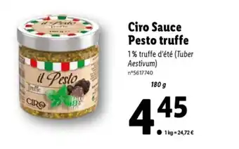 Lidl Ciro Sauce Pesto Truffe offre