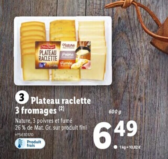 Promo Plateau Raclette 3 Fromages chez Lidl