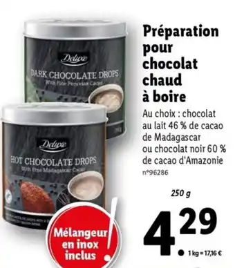 Lidl Préparation Pour Chocolat Chau à Boire offre