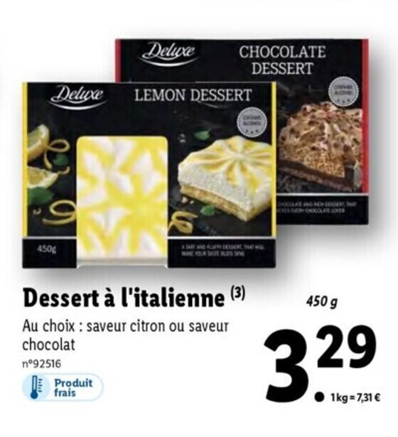 Promo Dessert à L'Italienne chez Lidl