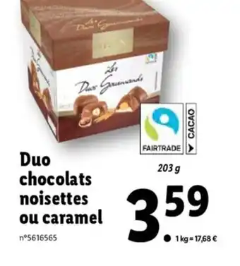 Lidl Duo Chocolats Noisettes ou Caramel offre