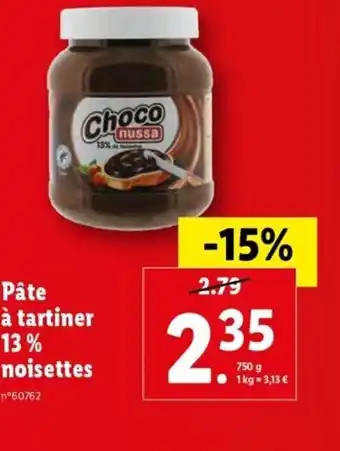 Lidl Pâte à Tartiner 13% Noisettes offre