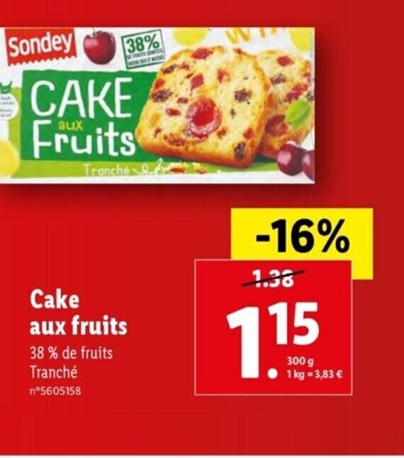 Promo Cake aux Fruits chez Lidl