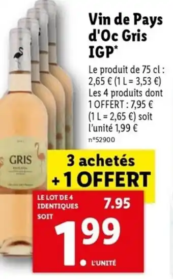 Lidl Vin de Pays d'Oc Gris IGP offre