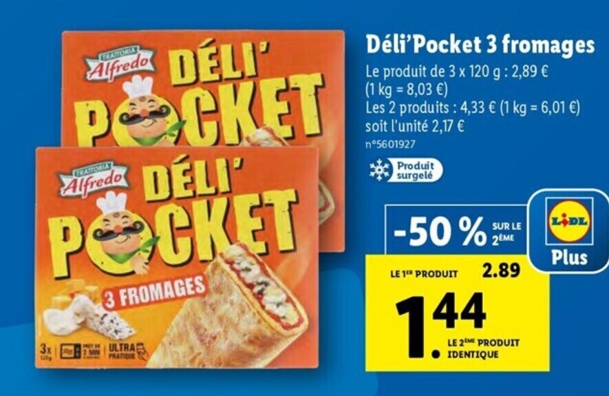Promo Déli'Pocket 3 Fromages chez Lidl
