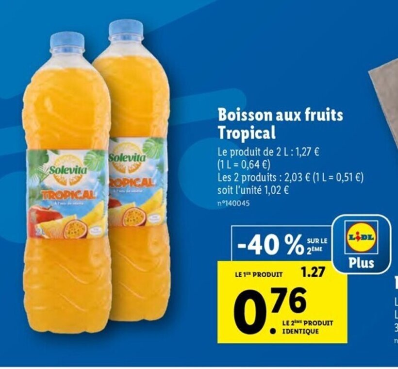 Promo Boisson Aux Fruits Tropical chez Lidl
