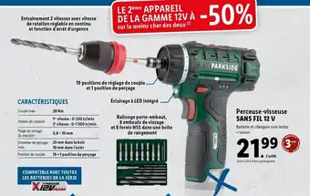 Lidl Perceuse-Visseuse Sans Fil 12 V offre