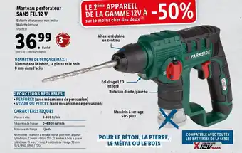 Lidl Marteau Perforateur Sans Fil 12 V offre