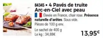 Thiriet 4 Pavés De Truite Arc-En-Ciel Avec Peau offre