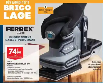 ALDI Ponceuse Sans Fil 20 V offre