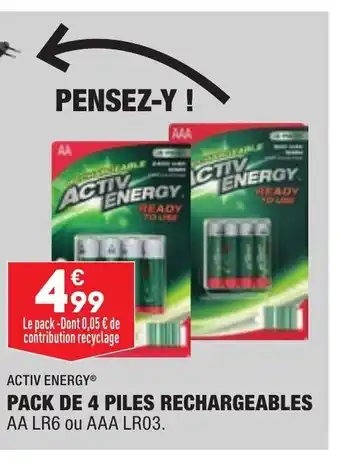 ALDI Pack de 4 Piles Rechargeables offre