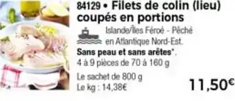 Filets De Colin (lieu) Coupés En Portions