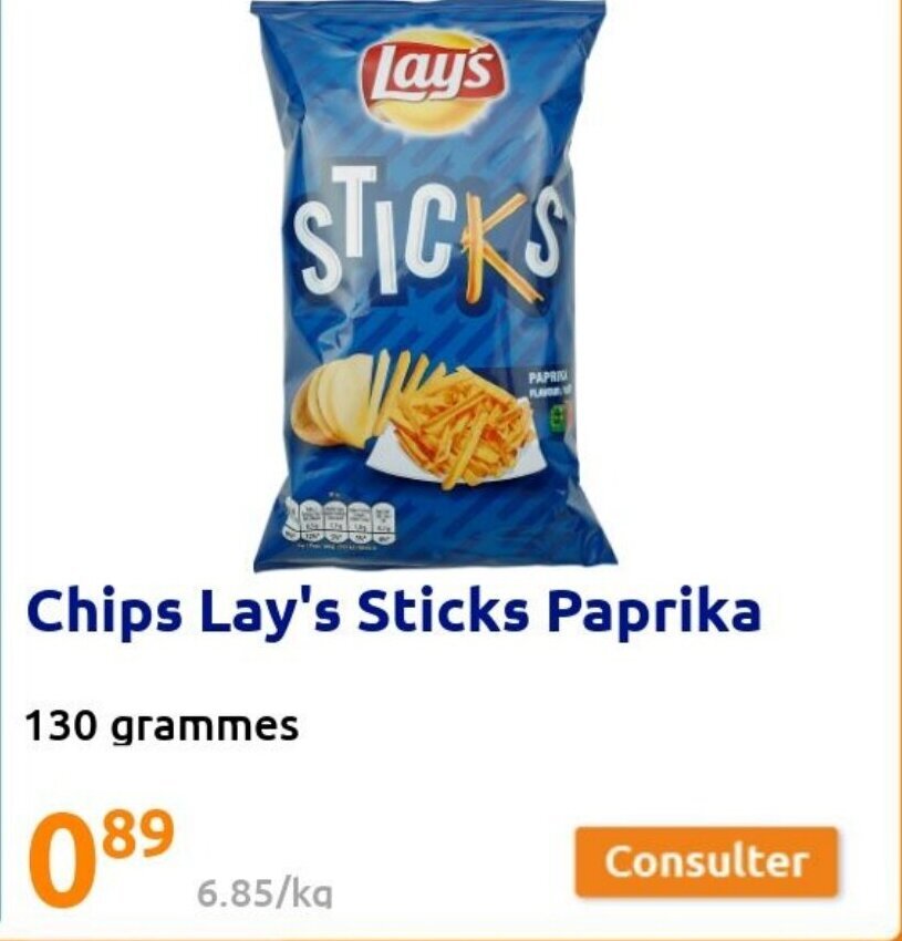 Promo Chips Lay's Sticks Paprika chez Action