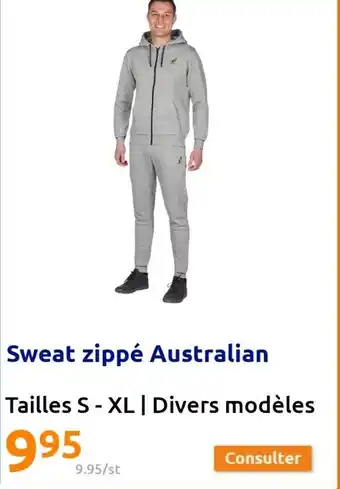 Action Sweat Zippé Australian offre