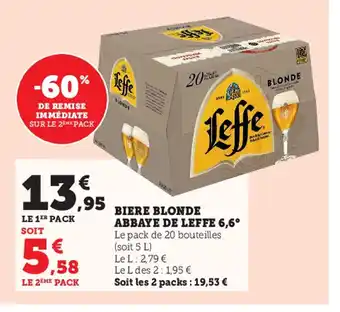 Super U Bierre Blonde Abbaye de Leffe 6.6 offre