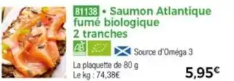 Thiriet Saumon Atlantique Fumé Biologique 2 Tranches offre