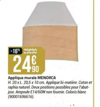 Bricorama Applique Murale Menorca offre