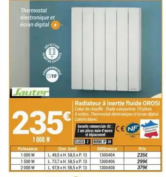 Bricorama Radiateur a Inertie Fluide Orosi offre