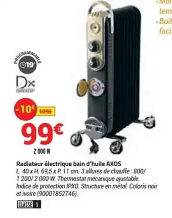 Bricorama Radiateur Electrique Bain d'Huile Axos offre