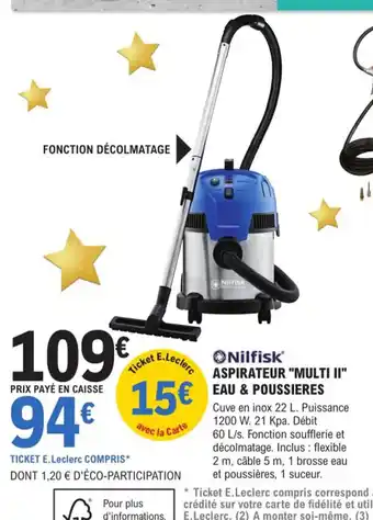 E.Leclerc Brico Aspirateur Multi II Eau & Poussieres offre