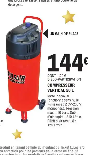 E.Leclerc Brico Compresseur Vertical 50L offre