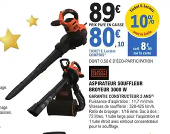 E.Leclerc Brico Aspirateur Souffleur Broyeur 3000w offre
