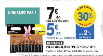 Duracell PilesAlcalines Plus 100% x10