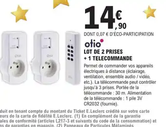 E.Leclerc Brico Lot de 2 Prises +1 Telecommande offre