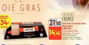 G20 Foie Gras de Canard Entier Degustation Labeyrie offre