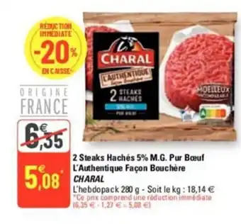 G20 2 Steaks Haches 5% M.G Pur Boeuf l'Authentique Façon bouchère charal offre