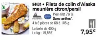 Thiriet Filets De Colin d'Alaska Meunière Citron/Persil offre